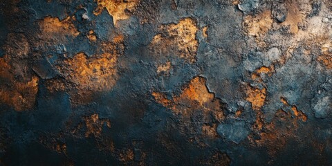 Rusty metal texture featuring peeling paint and corroded surface highlights dark and moody tones