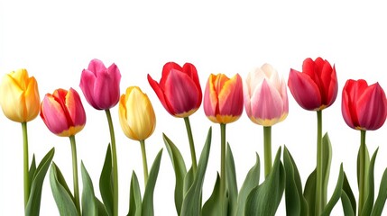 Naklejka premium Isolated spring flowers tulips on white.