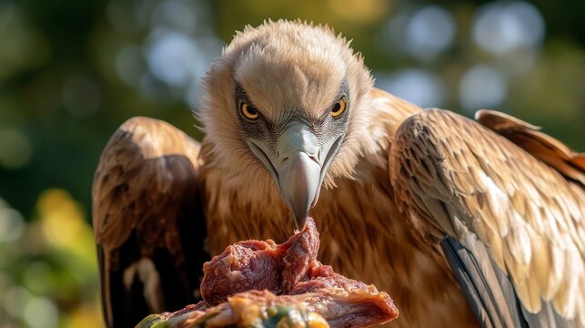 Vulture eats meat
