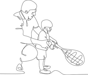 Vector drawing of father with childю. Father's Day