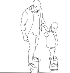 Vector drawing of father with childю. Father's Day