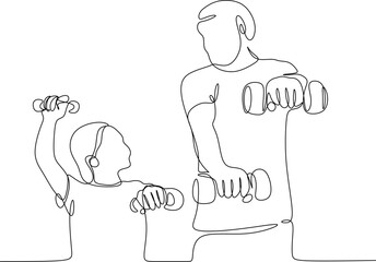 Vector drawing of father with childю. Father's Day