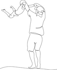 Vector drawing of father with childю. Father's Day