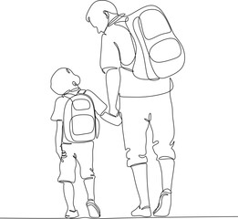 Vector drawing of father with childю. Father's Day