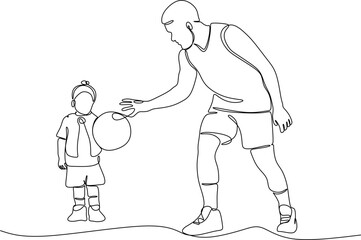 Vector drawing of father with childю. Father's Day