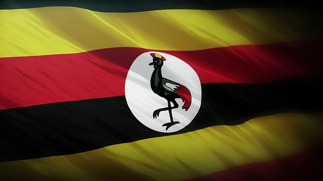 Uganda Flag Waving in Full 4K Resolution. Realistic Closeup of the Uganda Flag. 3840x2160 Full HD Footage of Uganda National Flag.