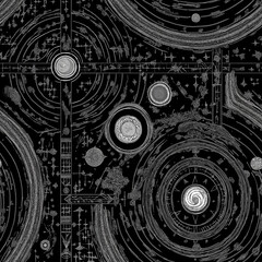 Obraz premium abstract technology background, seamless pattern, black and grey