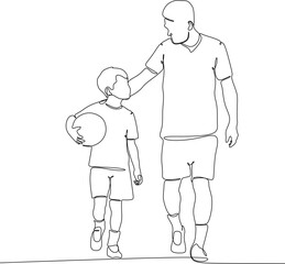Vector drawing of father with childю. Father's Day