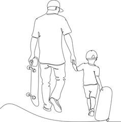 Vector drawing of father with childю. Father's Day