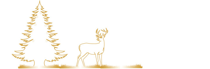 illustration of a tree with line art style for christmas and happy new year background