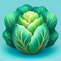 Obraz premium A vibrant and detailed 3D illustration of a whole Chinese cabbage. showcasing its fresh. green leaves.