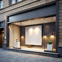 A modern storefront with a large blank canvas. perfect for showcasing your brand or product.