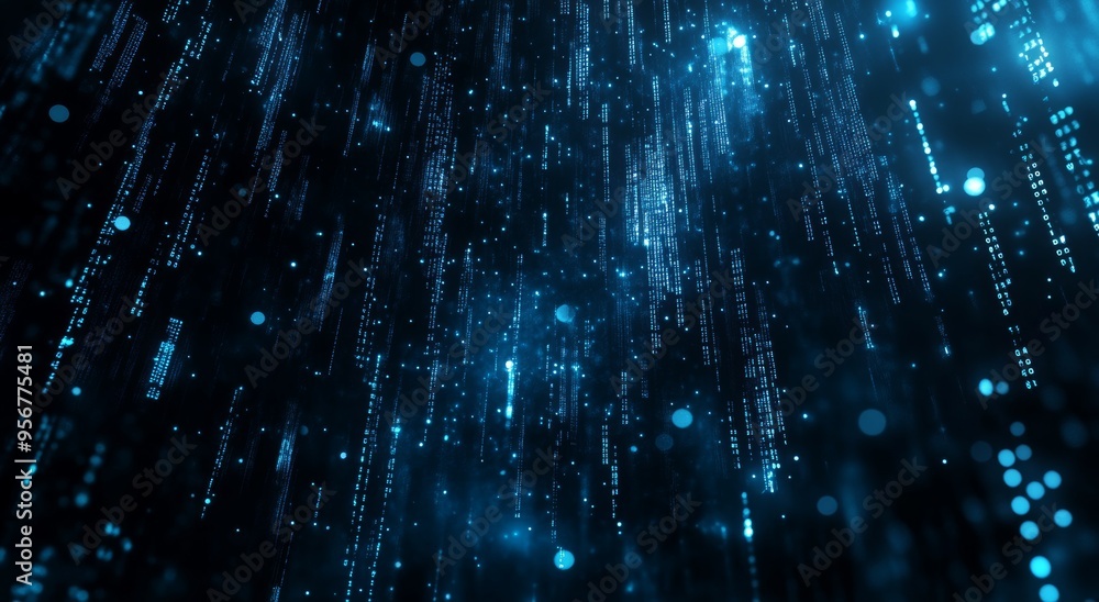 Aufkleber abstract blue digital code data stream background