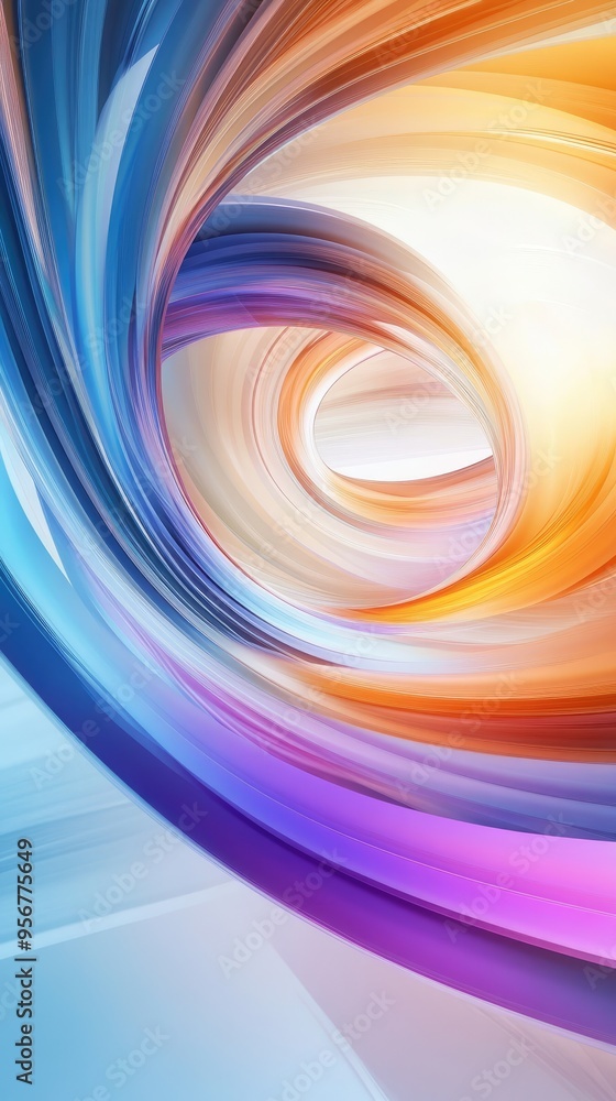 Wall mural right and colorful circular design of orange, blue and purple,