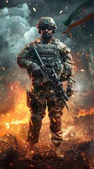A handsome Indian soldier standing