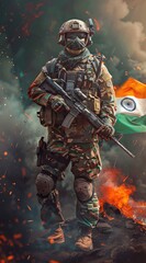 A handsome Indian soldier standing