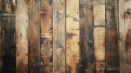 Weathered Wooden Planks with Variations in Color and Texture