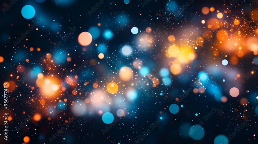 Poster generate ai background with abstract dark blue and glow particles