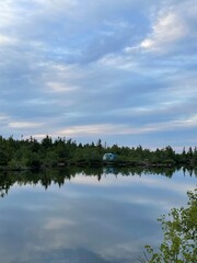 tent by lake