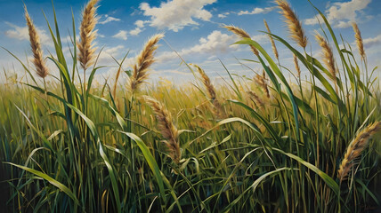 Fototapeta premium grass and sky, ai generated