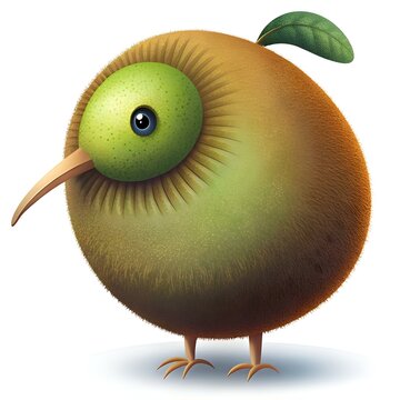 recommend clip art: Adorable cartoon kiwi bird with fuzzy brown feathers and a green eye.