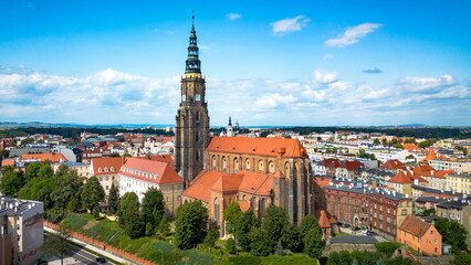 View of the cathedral in Swidnica, Poland
