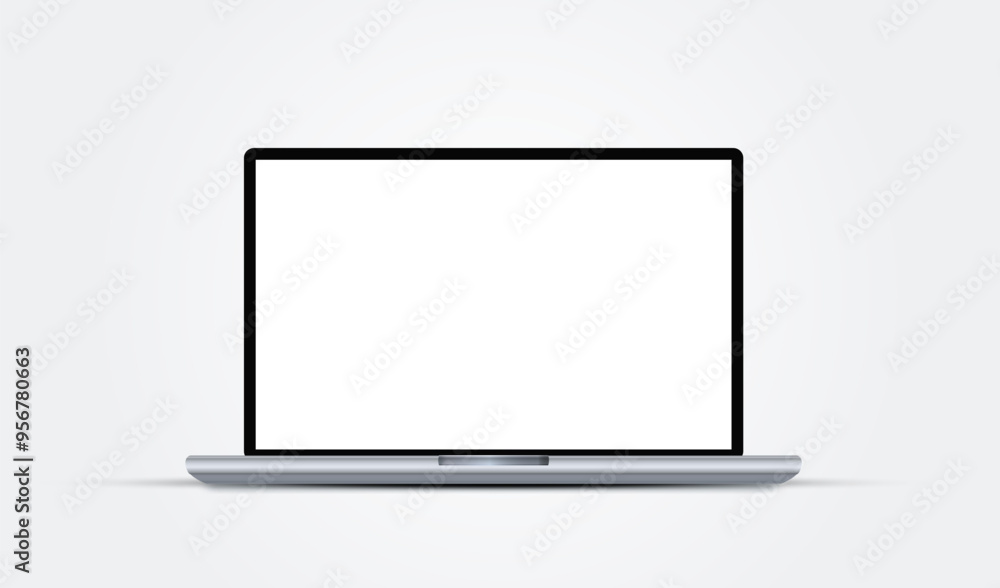 Poster laptop computer mockup with white screen. computer notebook with empty screen. laptop isolated with 