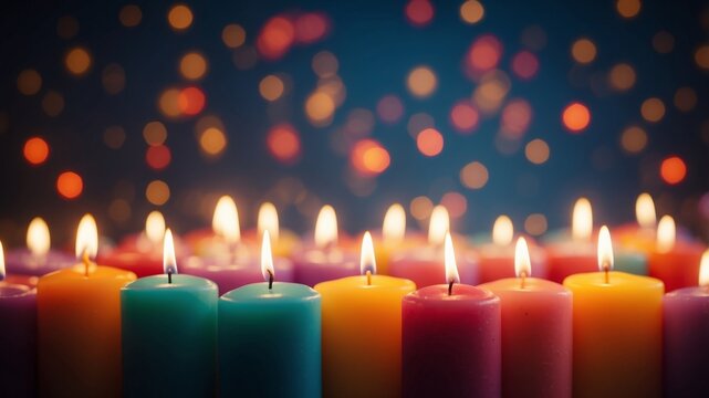 Festive background with colorful candles.