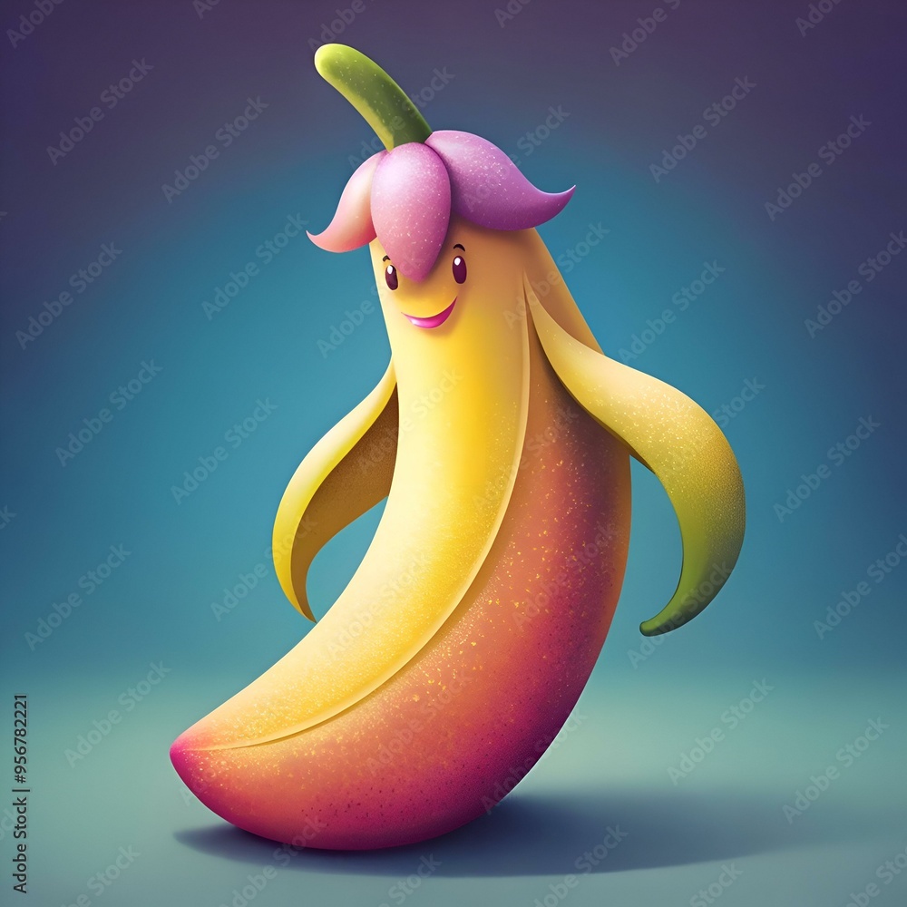 Aufkleber a cheerful banana character with a playful expression and colorful design. perfect for adding a touc