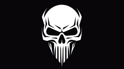 Black and white retro skull illustration on white background，generated with AI.
