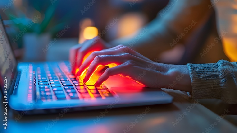 Poster painful wrist from prolonged keyboard use highlighted in red