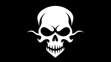 Obraz premium Black and white retro skull illustration on white background，generated with AI.
