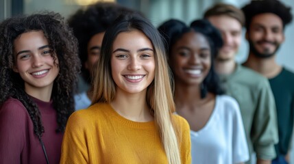 Fototapeta premium Smiling diverse group of friends enjoying a sunny day together