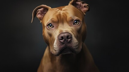 Obraz premium Studio portrait of a Pit Bull with soulful eyes, highlighting its gentle and affectionate nature