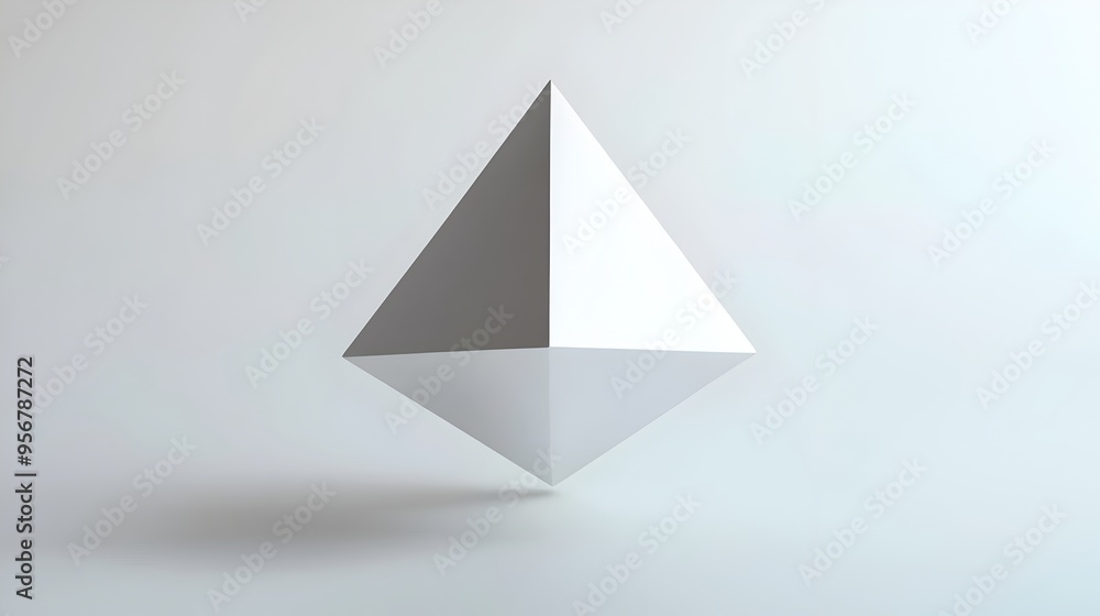 Aufkleber smooth 3d tetrahedron geometric shape floating on white background