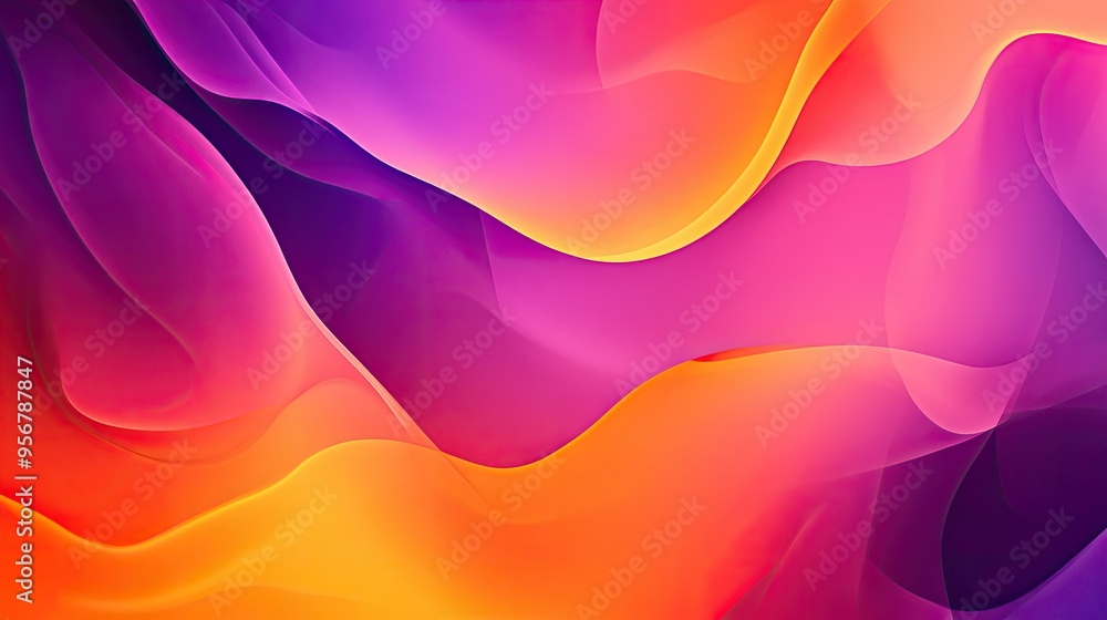 Poster vivid gradient background shifting from deep purple to bright orange, perfect for a dynamic and mode