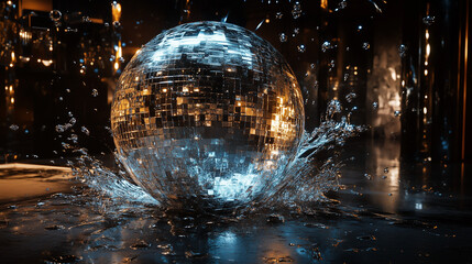  disco ball splashing on the water