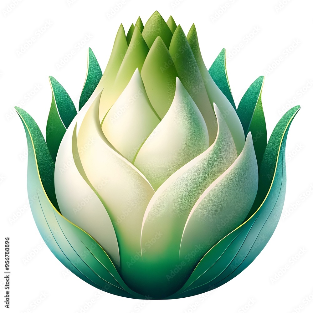Poster a stylized 3d illustration of an endive. perfect for adding a touch of freshness and vibrancy to you