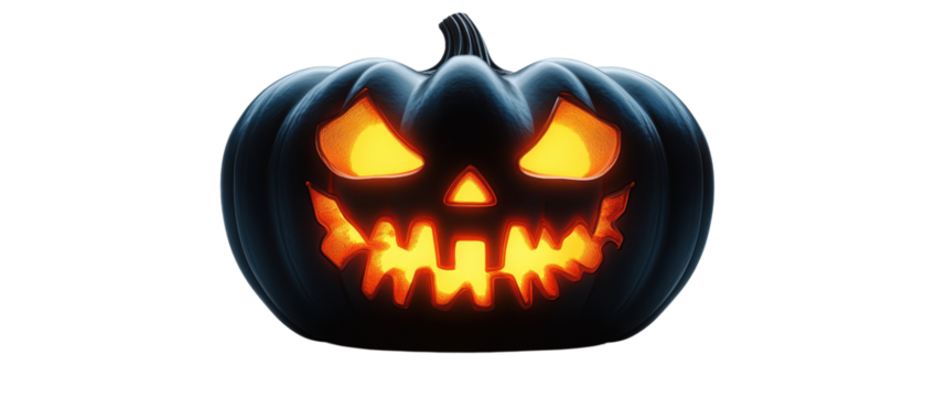 A spooky Halloween pumpkin with glowing eyes and a jagged grin, perfect for festive decorations and seasonal themes.