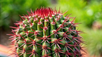 A close-up of a prickly and powerful cactus plant, succulent, desert, sharp, spiky, strong, resilient, plant, nature, green, thorns