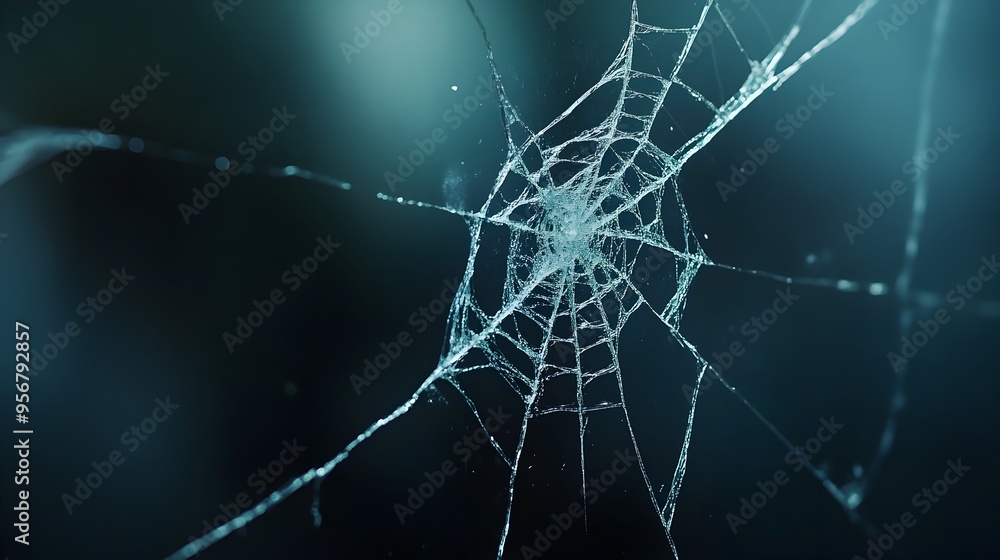 Poster delicate glass fracture a mesmerizing macro showcase of nature s intricate patterns highlighting the