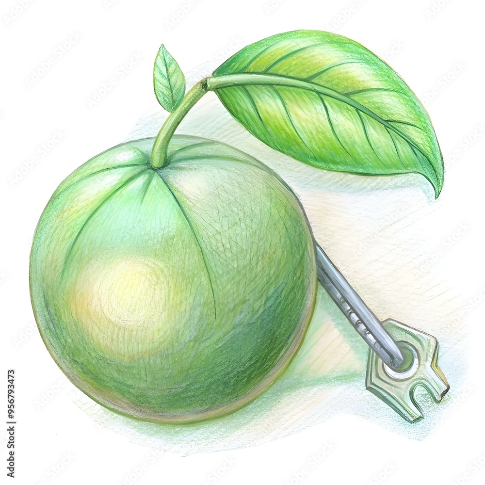 Aufkleber a vibrant 3d illustration of a key lime. rendered in a realistic style with a hint of whimsy.