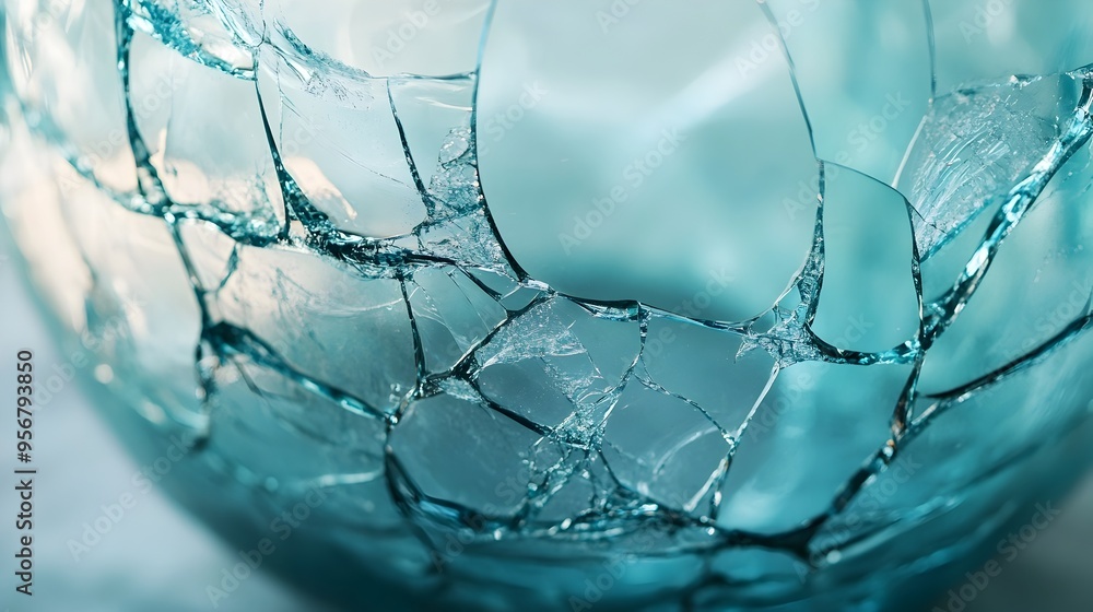 Poster mesmerizing macro close up of a cracked glass vase displaying intricate lines textures and patterns 