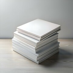 A stack of blank white books. perfect for showcasing your book cover design or presenting a new release.