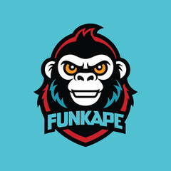 Monkey mascot logo icon vector design with text isolated
