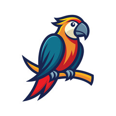 Parrot on tree mascot logo icon vector design isolated