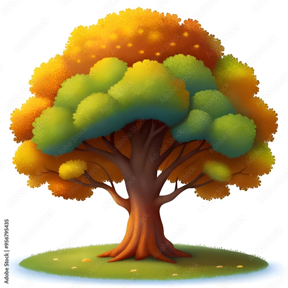 Poster a charming 3d illustration of a red maple tree in autumnal colors. perfect for adding a touch of nat