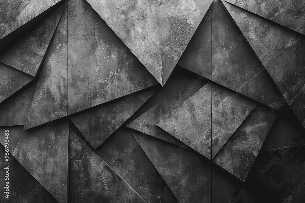 Fototapete minimalist composition of intersecting triangles. rendered in monotone with texture and opacity.