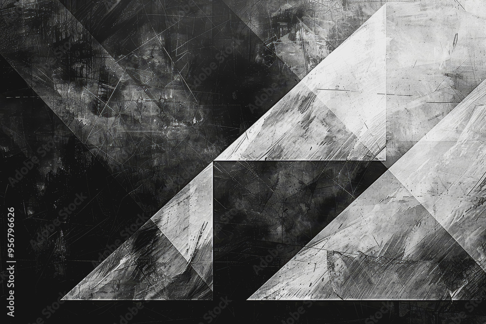 Fototapete minimalist composition of intersecting triangles. rendered in monotone with texture and opacity.