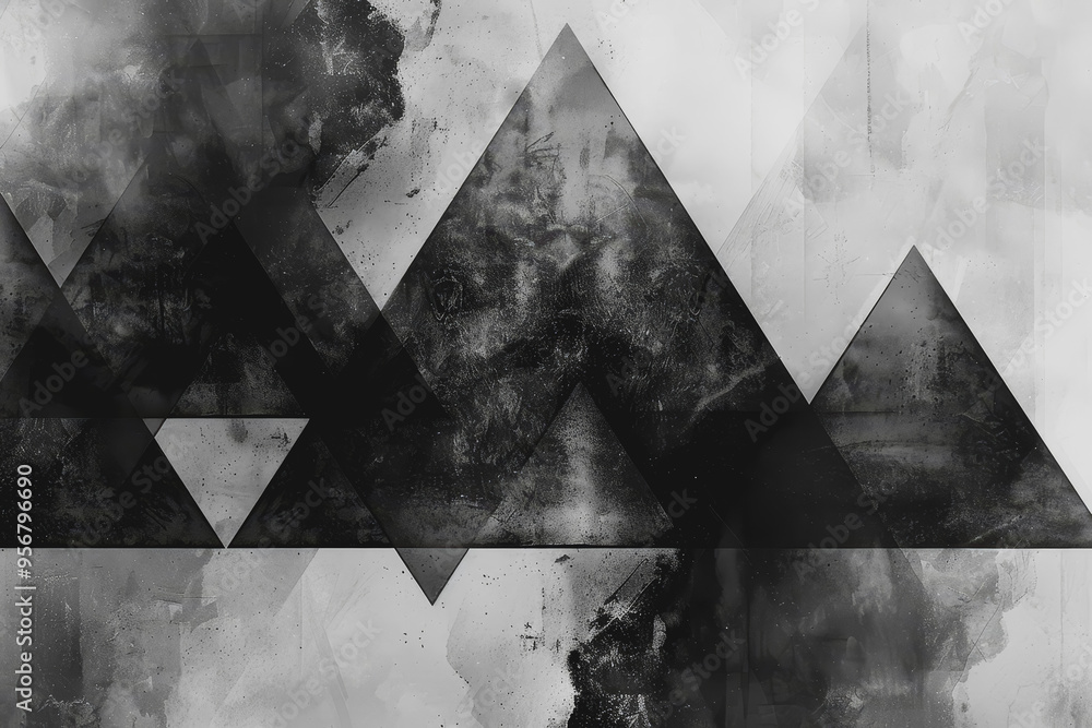 Fototapete minimalist composition of intersecting triangles. rendered in monotone with texture and opacity.